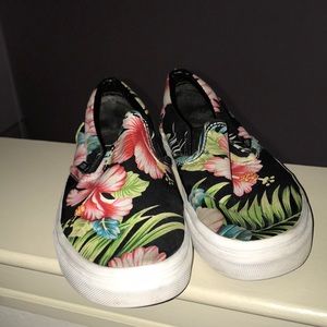 Hawaiian Print Vans Slip on